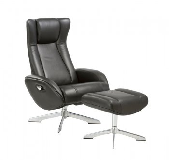 Maya Chair & Ottoman in Black Leather by J&M Furniture [JMRC-Maya Black]