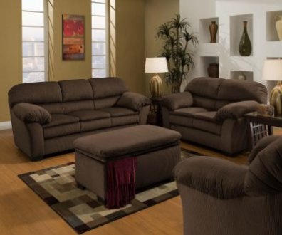 Brown Microfiber Sofa & Loveseat Set w/Optional Chair & Ottoman