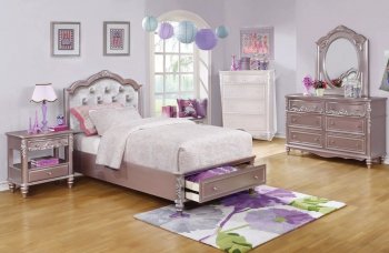 Caroline 400891 Kids Bedroom 4Pc Set in Metallic Lilac w/Options [CRKB-400891-Caroline]