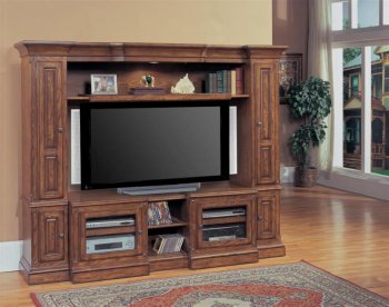 Antique Style Oak Transitional Premier Denver Wall Unit [PHWU-DENVER]