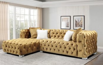 LCL-018 Sectional Sofa in Gold Velvet [BDSS-LCL-018 Gold]