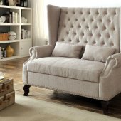 Alcacer Accent Loveseat Bench CM-BN6223 in Beige Fabric