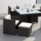 Black&White Modern Outdoor Dinette Set w/Frosted Glass Top Table