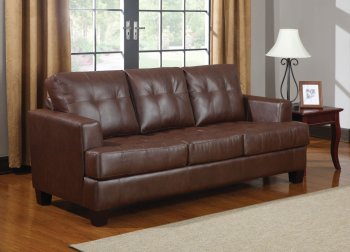 Samuel Sleeper Sofa 504070 in Dark Brown Leatherette by Coaster [CRSB-504070 Samuel]