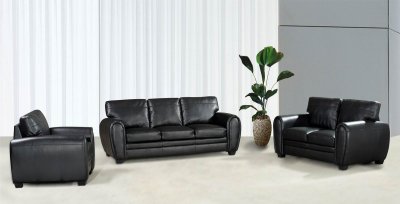 Black Bonded Leather Sofa & Loveseat Set w/Optional Chair