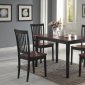 Two Tone Oak & Black Finish 5Pc Dinette Set with Wooden Seats