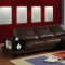 Brown Full Leather Modern Sectional Sofa w/Side Wooden Shelves