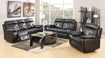 7720 Reclining Sofa in Black Faux Leather w/Options [EGS-7720]