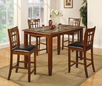 Rich Cherry Finish Modern 5 Pc Counter Height Dining Set [CRDS-102188]