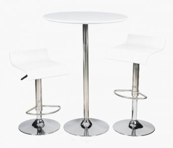 White Finish Modern Bar Set w/Ajustable Height Barstool [PGBF-MIX-WHT]