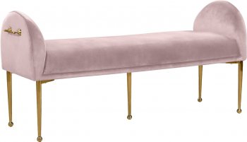 Owen Bench 144 in Pink Velvet Fabric by Meridian [MRBN-144 Owen Pink]