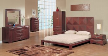 Mahogany Finish Contemporary Bedroom With Platform Bed [GFBS-Milena Mahogany]