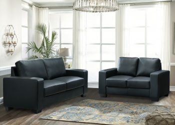 U801 Sofa & Loveseat Set in Black PVC by Global w/Options [GFS-U801-BL]