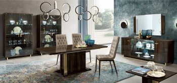 Volare Dining Table in High Gloss Walnut by ESF w/Options [EFDS-Volare Walnut]