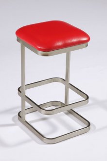 Red Vinyl & Nickel Plated Metal Frame Set of 2 Barstools