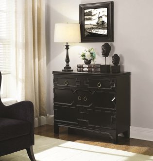 950903 Accent Cabinet in Black by Coaster w/Geometric Pattern