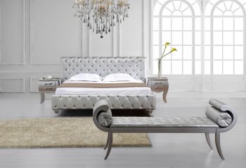 Silver Leatherette Modern Bedroom w/Optional Casegoods [VGBS-Monte-Carlo-Silver]