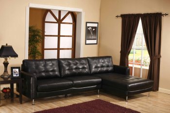 8421 Sectional Sofa in Black Bonded Leather [EGSS-8421]