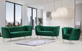 Margo Sofa 622 in Green Velvet Fabric by Meridian w/Options [MRS-622 Margo Green]