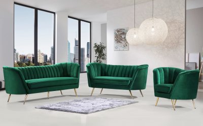 Margo Sofa 622 in Green Velvet Fabric by Meridian w/Options