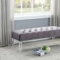 Celine Bench 101 in Grey Velvet Fabric by Meridian