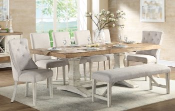 Katet Dining Table 77140 in Antique White & Weathered Oak - Acme [AMDS-77140-Katet]