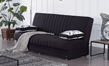 Kentucky Sofa Bed Convertible in Black Fabric by Empire [MYSB-Kentucky]