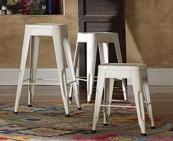 Amara 5035WHT Metal Stool Set of 4 Choice of Height Homelegance [HEBA-5035WHT Amara]