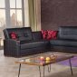 Bronx Sectional Sofa Bed in Black Bonded Leather by Empire