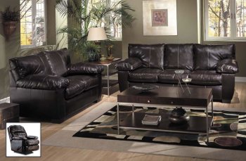 Walnut Bonded Leather Upholstered Stylish Sofa and Loveseat Set [UDS-5700 Walnut]