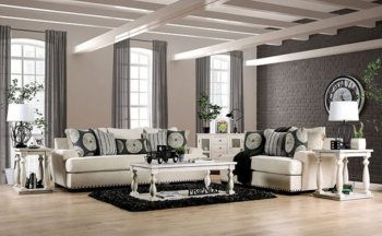 Germaine Sofa SM1283 in Ivory Chenille Fabric w/Options [FAS-SM1283-Germaine]