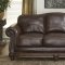 Dark Brown Leather Traditional Living Room w/Nail Head Trim