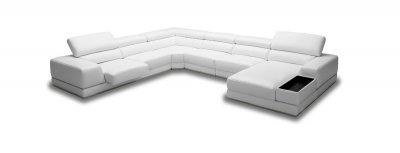 Chrysanthemum Sectional Sofa 1576 White Full Leather by VIG