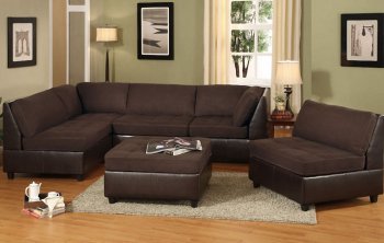 Chocolate Brown 4Pc Sectional Sofa w/Faux Leather Base [PXSS-F7671]