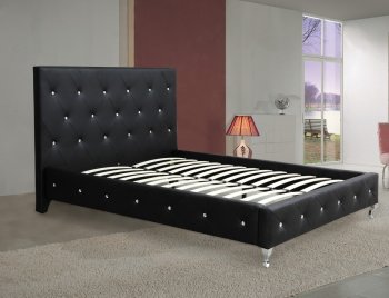 Crystal Bed in Black Leatherette [FPB-Crystal Black]