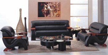 Black Urban Bonded Leather 3Pc Modern Sofa, Loveseat & Chair Set [THS-LF-3302-Black]