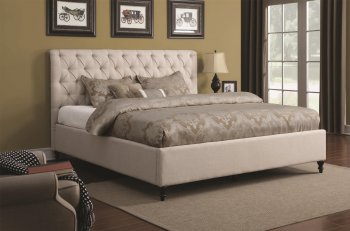 Farrah 300403 Upholstered Bed in Oatmeal Fabric by Coaster [CRB-300403 Farrah]