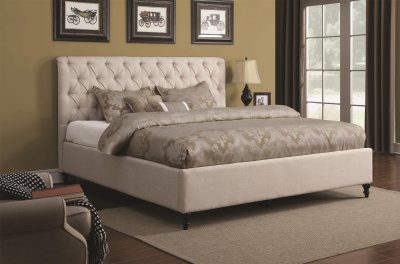 Farrah 300403 Upholstered Bed in Oatmeal Fabric by Coaster