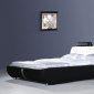 Black & White Leatherette Modern Platform Bed w/Bolster Cushions