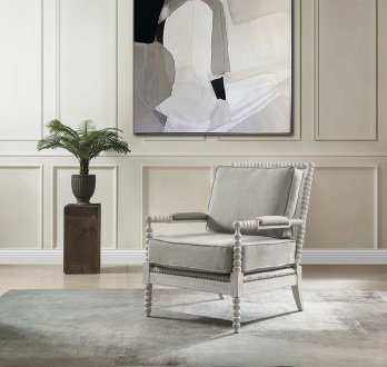 Saraid Accent Chair AC01164 in Gray Linen & Light Oak by Acme