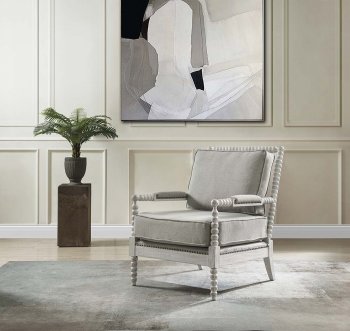 Saraid Accent Chair AC01164 in Gray Linen & Light Oak by Acme [AMAC-AC01164 Saraid]