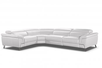 Azur Sectional Sofa in White Full Leather by VIG w/Recliner [VGSS-Azur White]