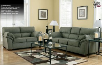 Sage Microfiber Modern Sofa & Loveseat Set By Ashley Design [PNS-U805]