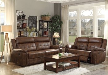 Keridge Recliner Sofa 9906BRW in Brown AirHyde by Homelegance [HES-9906BRW-Keridge]