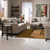 Beige Chenille Fabric Modern Living Room Sofa w/Options