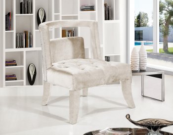 Tribeca Accent Chair 546 in Cream Velvet by Meridian [MRCC-546Cream-Tribeca]