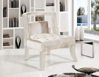 Tribeca Accent Chair 546 in Cream Velvet by Meridian