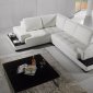 White Leather Modern Sectional Sofa w/Storage Shelves