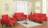 Red Fabric Modern 3Pc Living Room Set w/Sofa Bed