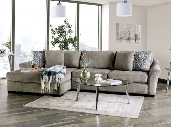 Sigge Sectional Sofa SM9110 in Light Gray Fabric w/Options [FASS-SM9110-Sigge]